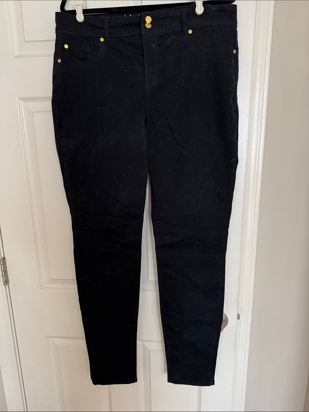IMAN Black Skinny Jeans with Gold Hardware